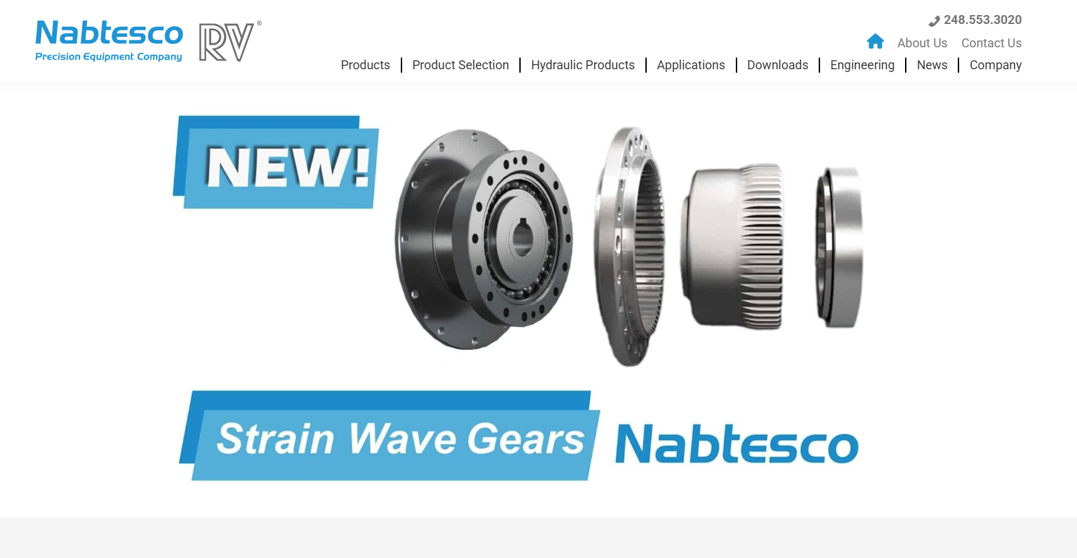 Screenshot of the Nabtesco Precision website